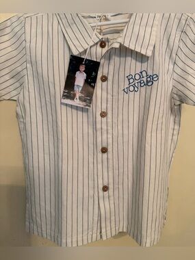KIDS BON VOYAGE 🛳️ STRIPED BUTTON  DOWN SHIRT NEW W TAGS